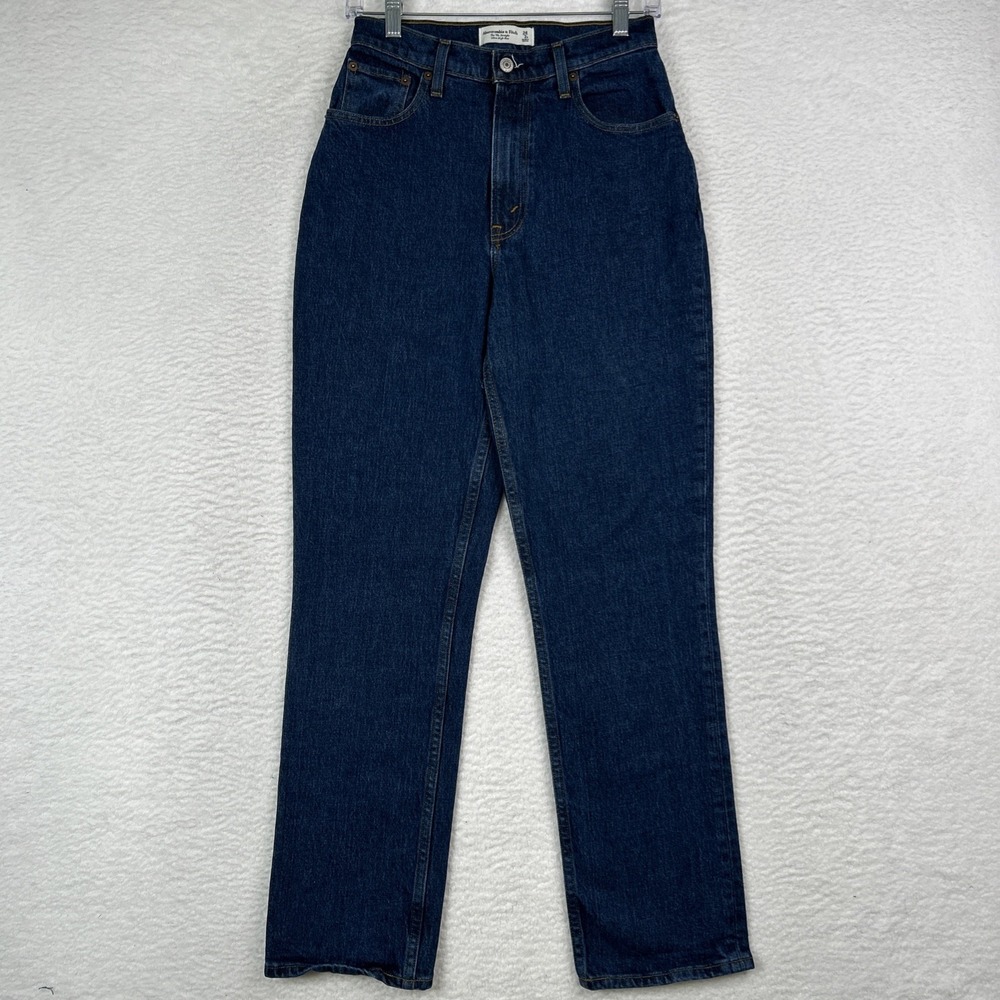 Abercrombie Fitch CURVE LOVE 90's Straight Dark Indigo Blue Jeans Size 26/2R